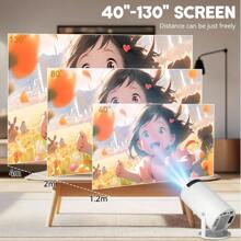 Miniproyector portátil con 2 mandos a distancia y más de 10.000 juegos, proyector de películas 4K 1080P, Smart TV portátil, proyector de películas para el hogar, para teléfonos y portátiles. - Blanco - Ver 10