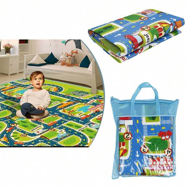 Tapis de Jeux Bébé Enfant, Tapis de Jeu Circuit Voiture de Course,  160x130CM