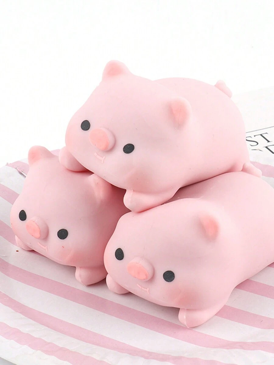 1 件小猪玩偶，手掌捏捏压力缓解玩具，表情古怪的小猪玩偶，适合收藏玩具 - 粉色 - 查看 1