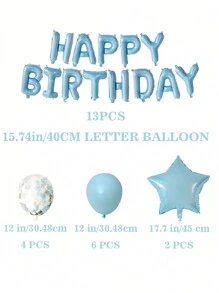 16inch Happy Birthday Balloons - 25pcs Blue Alphabet Balloons Set - Blue - View 2