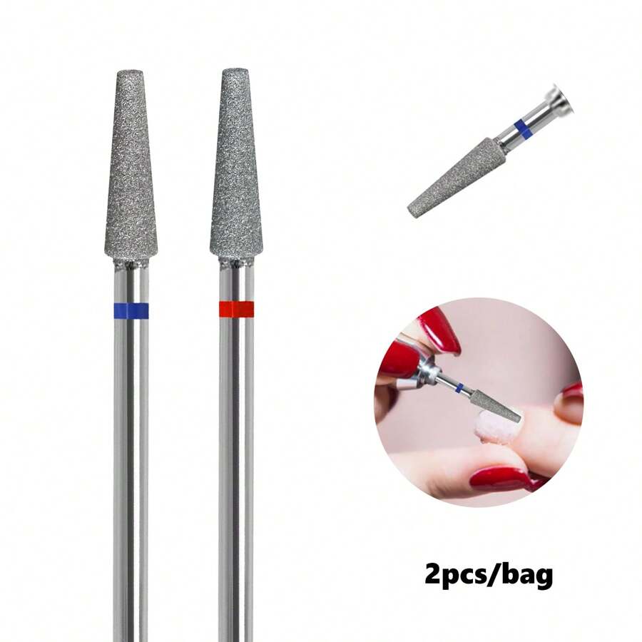 2pcs Cuticle Nail Drill Bit With Case For Manicure And Pedicure, Russian Electric File Bits - Multicolor - View 1