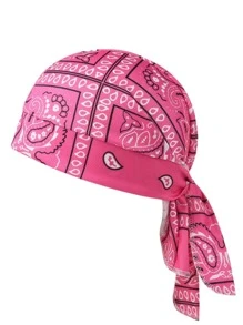 1pc Unisex Paisley Pattern Pirate Hat With Elastic Band Back, Flexible Fabric Material For Casual Wear
