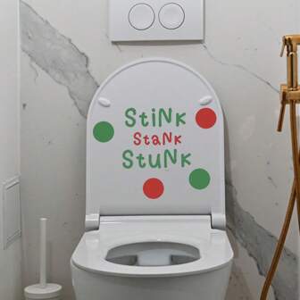 1pc/2pcs Bathroom Slogan Toilet Sticker, Cross-Border Christmas Decorative Wall Decal