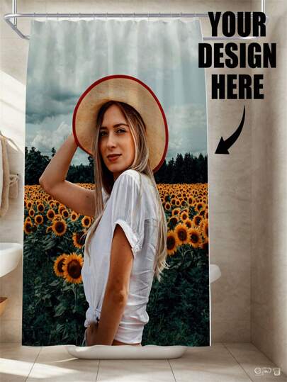 Custom Image Printed Shower Curtain, Personalized Photo Shower Curtain, Custom Portrait Bathroom Curtain, Personalized Design With Photo And Text, Soft Waterproof Bathroom Decor, Perfect Wedding, Couples, Family, Holiday, Birthday Gift For Parents Summer Bathroom Accessories Back To School,Sunny Journey