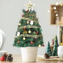 20 In Pre-Lit Artificial Mini Christmas Tree, Tabletop Small Xmas Pine Tree With Ornaments And 30 Warm Lights Battery Operated For Home Office Store Holiday Deco, Green - 綠色 - 查看 1