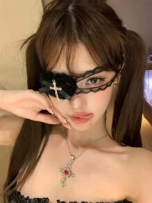 1 件哥特式/朋克心形蕾丝眼罩，适合日常使用、节日穿着、万圣节 - 彩色 - 查看 6