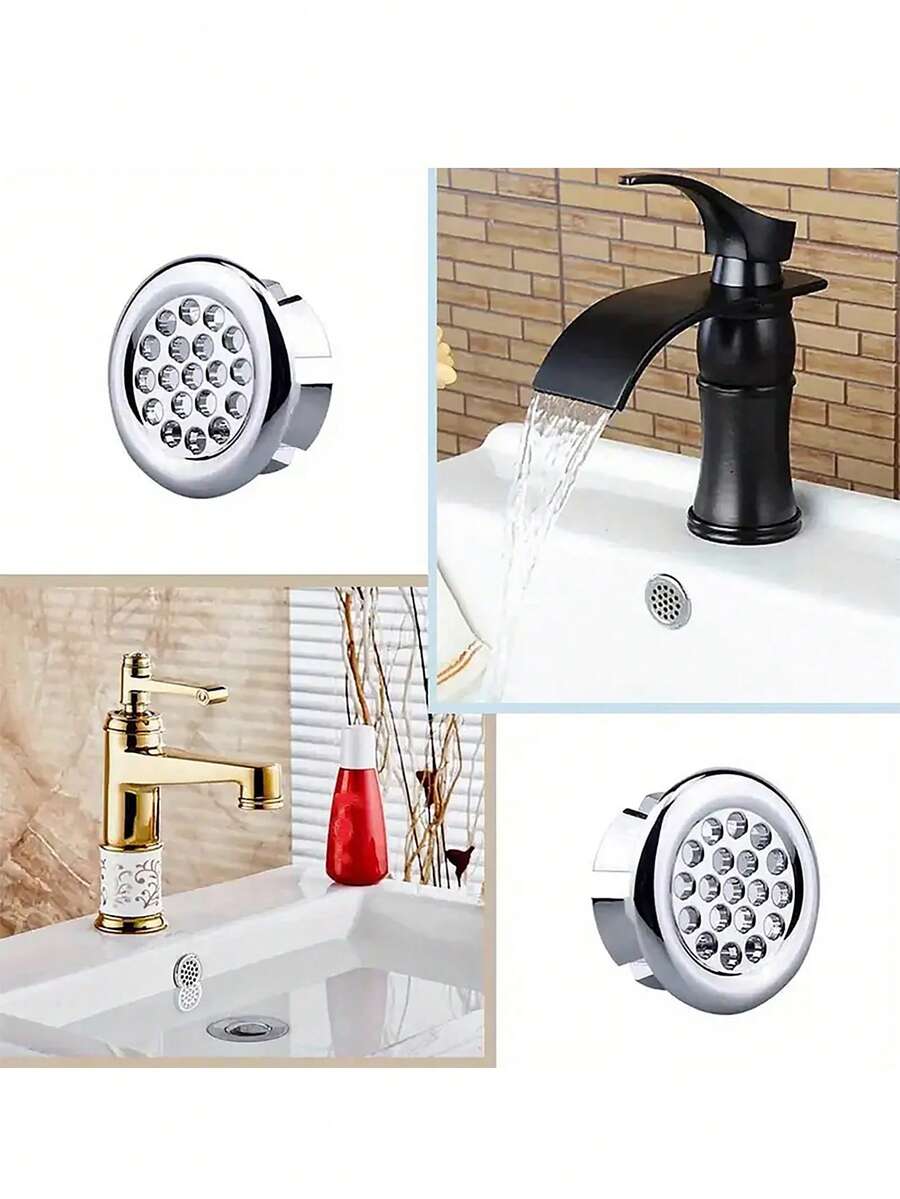 10pcs Premium Plastic Double Ring Sink Hole Overflow Covers, Bathroom