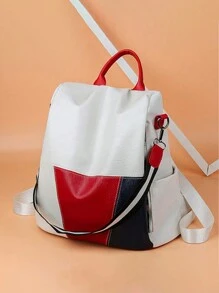 女士软皮背包学生书包女高品质RuckBagk多功能女士单肩包通勤包 - 白色 - 查看 3