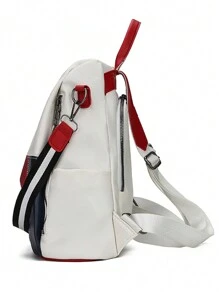 女士软皮背包学生书包女高品质RuckBagk多功能女士单肩包通勤包 - 白色 - 查看 6