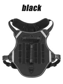 Dây nịt chiến thuật cỡ lớn cho chó - Dây xích cho thú cưng kiểu áo vest - Dành cho chó đi dạo ngoài trời có tay cầm, dải phản quang phù hợp với chó cỡ trung bình đến lớn Phiên bản nâng cấp - màu đen - Xem 4