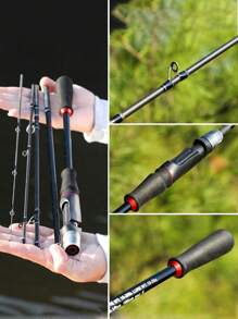 SOUGAYILANG Caña de pescar de 1,8 M de potencia M de carbono, caña de pesca plegable de 5 secciones para viaje, equipo de pesca