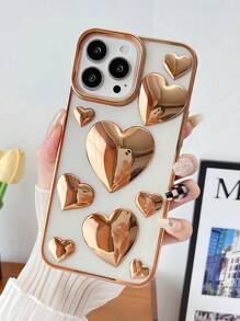 1 件金属激光雕刻心形图案 TPU 手机壳适用于 7/8/SE2/7p/8p/X/XS/XR/XS Max/11/11 Pro/11 Pro Max/12/12 Pro/12 Pro Max/13/13 Pro/13 Pro Max/14/14 Pro/14 Pro Max/16 Plus/15/15 Pro/15 Plus/15 Pro Max，保护套防水防震防摔防刮 - 金色 - 查看 7