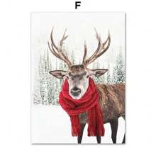 1 pezzo Quadro su tela con paesaggio nevoso invernale, cartellone con Babbo Natale e renne, opera d'arte da parete senza cornice per la decorazione della casa e del soggiorno - multicolore - Visualizzare 43