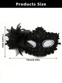 2pcs Black Lace & Plastic Couple Masquerade Party Mask, Suitable For Men And Women Attend Makeup Ball, Party Halloween Valentines - Multicolor - View 8