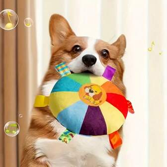 Plush Interactive Pet Toy With Sound, Chew Toy Flying Disc For Dog Training, Random Pattern