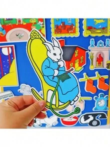 BELLKIDS 18 miếng/bộ bảng nỉ kể chuyện "Goodnight Moon", bộ nỉ, đồ chơi nỉ, đạo cụ biểu diễn câu chuyện, đồ dùng hỗ trợ đọc, nhãn dán đồ chơi nhồi bông, trò chơi đọc, đồ chơi giáo dục trẻ nhỏ, lớp học, nhà ở, công cụ giảng dạy - Nhiều màu - Xem 7