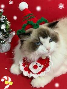 1 chiếc mũ len Giáng sinh cho thú cưng mới - Mũ cây thông Noel, Mũ len đan dễ thương, Mũ mèo, Mũ trang trí cho chó, Mũ mùa đông phụ kiện dễ thương, Mũ Giáng sinh, Ông già Noel - Nhiều màu - Xem 4