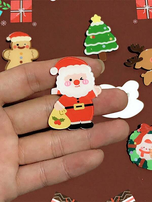 10 peças de broche de Papai Noel fofo de desenho animado presente de Natal bolsa de acrílico acessórios pingente pequeno