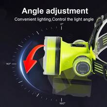 Super Bright LED Headlight New ABS Diving Portable Large Light Cup IPX8 Waterproof Rechargeable LED Diving Headlight Built-In Battery Ultra-Light Fishing And Shrimp Diving Lighting Underwater Light Bright Color Flashlight - Fluorescent Green - View 9
