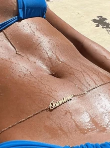 1pc Gold Gold Silver Rose Gold Personalized Name Belly Chain, Custom Women's Waist Chain, Stylish Stainless Steel Bohemian Beach Jewelry, Casual & Sexy Glamour Women's Waist Chain Body Chain Suitable For Summer Parties, Girlfriend's Birthday Gift Thanksgiving Christmas (Custom Remarks In English Only)