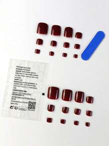 48片/2款中号方形假指甲，酒红色，全覆盖，提升您的美甲造型。套装包含2个指甲锉和2张指甲胶贴。适合女孩、母亲、女性，是馈赠佳品。也适合批发，以及圣诞节、万圣节、感恩节、母亲节和情人节等节日。按压式假指甲。 - 酒紅色 - 查看 7