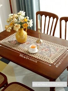 1 件 100% 涤纶桌旗，优雅刺绣，蕾丝花边，厨房餐桌装饰，餐垫，野餐垫，礼品，梳妆台电视柜防尘罩，家居装饰，家庭聚会，节日装饰，室内外，房间装饰，花园派对，婚礼装饰，多种尺寸可选 - 彩色 - 查看 5