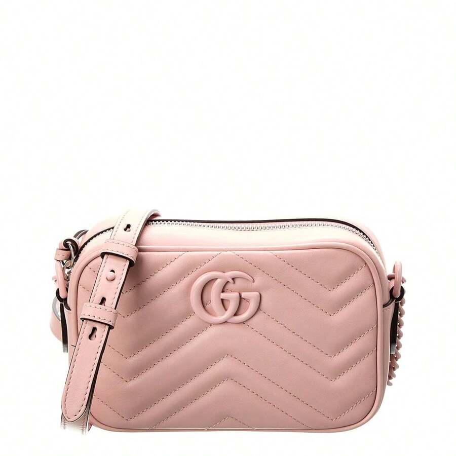 Gucci GG Marmont Mini Matelasse Leather Crossbody - Pink - View 1