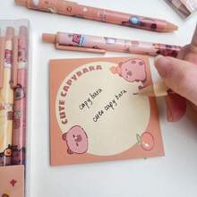 可爱水豚笔新奇动物笔卡通凝胶笔黑色墨水适用于学校用品办公室派对 - 多色 - 查看 4