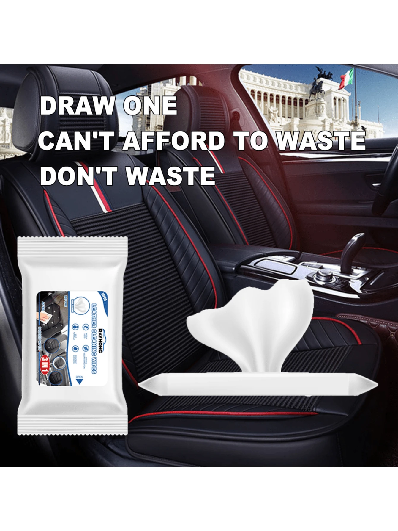 Car Leather Cleaning Wet Wipes, Cleaning And Decontamination Without