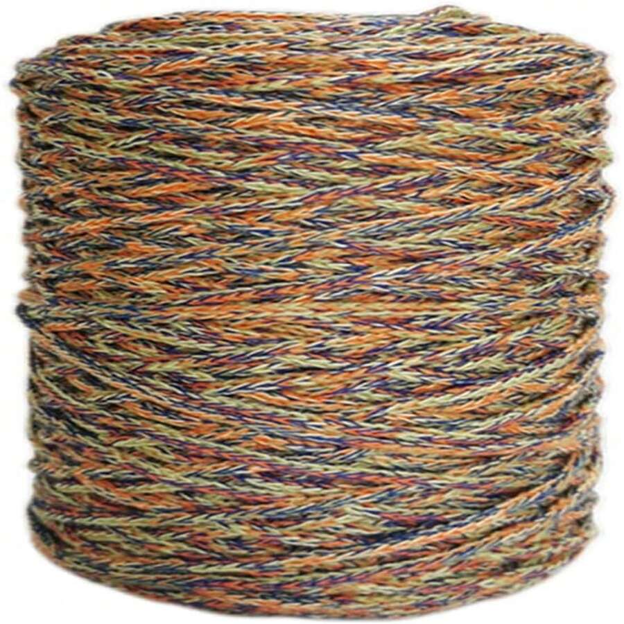 1PCS 200g 7.1oz Soild Color Hollow Knitted Crochet Yarns Nylon Cord Polyester Thread Round Rope Yarns For DIY Handbag Purse Basket Crochet Bag Fabric Yarn - 彩色 - 查看 1