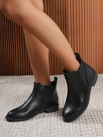 New Soft Leather Thin Ankle Boots, French Style Low Heel Short Boots, Spring & Autumn