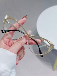 1pc Women Fashion Anti Light Blue Cat Eye Glasses Frame Retro Luxury Optical Computer Eyeglasses Clear Glasses Accessories