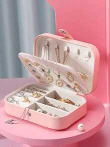 1 件便携式皮革首饰盒，珠宝旅行收纳盒皮革耳环项链戒指手镯展示盒带按扣，适用于耳环、项链、戒指、手镯、圣诞礼物 - 彩色 - 查看 7