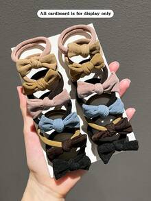 6/12 件蝴蝶结弹性发圈，时尚女士马尾辫发夹 - 彩色 - 查看 4