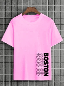 BOSTON Men's T-Shirt 100% Cotton New Release - Pink - View 1