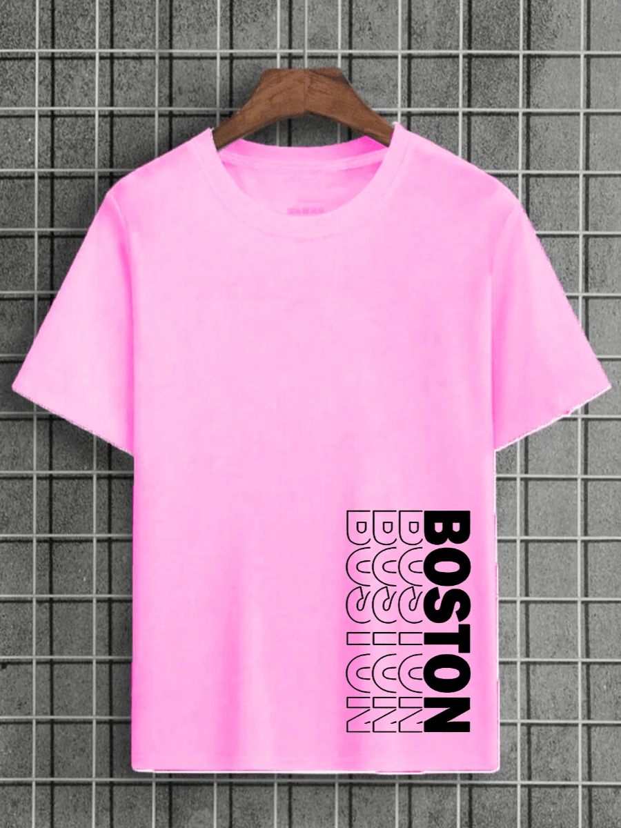 BOSTON Men's T-Shirt 100% Cotton New Release - Pink - View 1