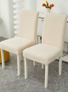 6pcs Jacquard Chair Cover Thickened Elastic Restaurant Chair Cover Spandex Anti-Dirty Stool Cover Home Decoration - Beige - View 6