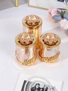 Barattolo di caramelle di lusso minimalista europeo, barattolo di vetro cristallo per conservazione per ristorante, soggiorno, foglie di tè, vaso decorativo per fiori - Dorato - Visualizzare 1