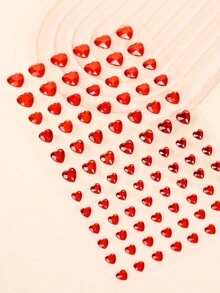 1 tờ 3d mô phỏng đá quý màu hồng hình trái tim mặt đồ trang sức dán DIY, miếng dán góc mắt, miếng dán lông mày, miếng dán cơ thể, miếng dán mắt mặt hình trái tim 3D bằng đá quý màu đỏ lớn và hồng tươi, dành cho lễ hội âm nhạc, Y2k, trang điểm tiệc khiêu vũ - Nhiều màu - Xem 2