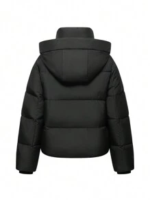 Women's Winter Puffer Jackets With Removable Hood,Zip Pockets,Stand Collar,Warm Ladies Quilted Coat