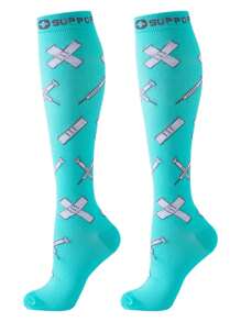 3pairs Compression Socks For Men & Women, Cycling, Running, Golf, Sports, Anti-Fatigue, Varicose Veins Care Nylon Support Stockings