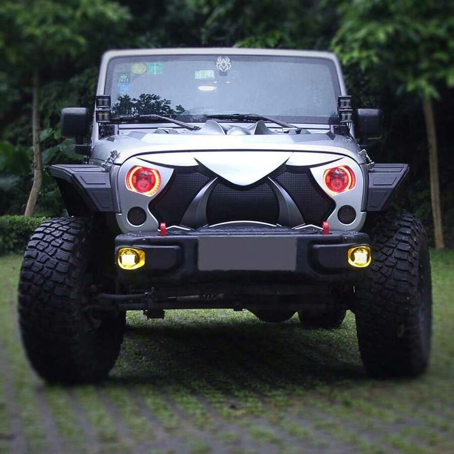 Halloween Front Grille Compatible With Rubicon Sahara Sport JK 2007-2017 - Black - View 1