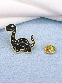 复古卡通十二生肖和恐龙金属徽章胸针，用于服装、背包装饰 - 黑色 - 查看 10