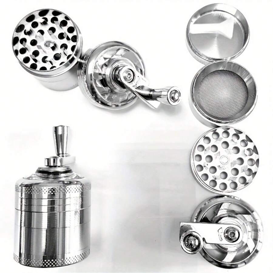 Herb Grinder 40mm 4Layer Hand Crank Spice Mill With Mesh Screen, Non
