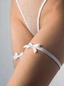 2 pezzi/Set Giarrettiera nera sexy con fiocco per donne, anello elastico cosce per costumi da festa Ognissanti Natale