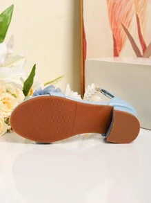 1 Pair Fashion Roman High Heel Pearl Decor Sandal Shoes, Girls High Heel Dance Shoes, Students Performance & Daily Wear Sandals, Wedding Shoes