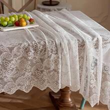 1 New French Style Phoenix Tail Lace Tablecloth, Rectangular Suitable For Dining Table Tablecloth And Coffee Table, Birthdays, Holiday Parties, Dining Table Decoration, Hand Washable, Easy To Clean, Home Decoration