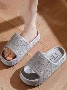 Dép EVA nhẹ mới cho nam, dép đi trong nhà/ngoài trời mùa hè chống trượt chống thấm nước, họa tiết gấu hoa màu xám, thoáng khí, dành cho cả nam và nữ - Xám - Xem 4