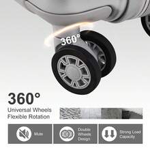 Maleta de mano expandible de 22 *14 * 9 pulgadas aprobada por aerolíneas con puerto USB, maleta de ABS+PC de 20 pulgadas con compartimento frontal, ruedas dobles giratorias, candado TSA, accesorios de viaje, ropa de viaje, artículos de aeropuerto, bolsa de equipaje, ideas de regalo de Navidad para mujeres y niñas, regalos de Navidad para mamá, amiga, regalos de Acción de Gracias, regalos de agradecimiento, regalo de cumpleaños para mamá - Plateado - Ver 8