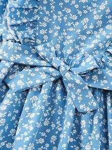 Váy suông họa tiết hoa dệt kim đơn giản cho bé gái mùa thu và xuân - Màu xanh lam - Xem 5